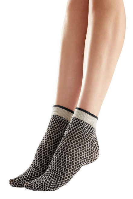 Pretty Polly Women's Sparkle Net Effect Anklets, Black (Black/Silver), One Size