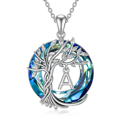 TOUPOP Necklaces for Women Initial A Letter Pendant Necklace Tree of Life Necklace with Blue Circle Crystal 925 Sterling Silver Necklaces Birthday Jewelry Gifts for Women Wife Her Daughter Mom TOUPOP Necklaces for Women Initial A Letter Pendant Necklace Tree of Life Necklace with Blue Circle Crystal 925 Sterling Silver Necklaces Birthday Jewelry Gifts for Women Wife Her Daughter Mom