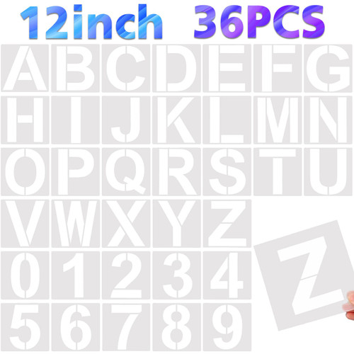 36 Pcs Large Alphabet Letter Stencils and Number Stencils,Reusable Letter Stencils for Painting on Wood Wall Fabric Rock Chalkboard Glass (12 Inches) 36 Pcs Large Alphabet Letter Stencils and Number Stencils,Reusable Letter Stencils for Painting on Wood Wall Fabric Rock Chalkboard Glass (12 Inches)