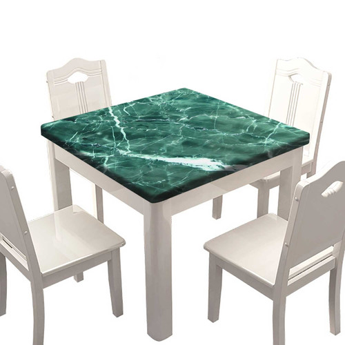 SongYi Marble Fitted Tablecloths Square, Emerald Elastic Edged Home Decor Table Clothes, Oil Proof Waterproof Polyester Cover, For Family Holiday Picnic Party Tablecloth, Fits 36 x inch