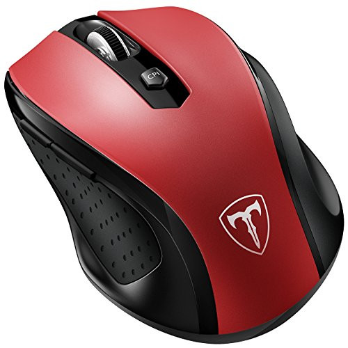 VicTsing MM057 2.4G Wireless Portable Mobile Mouse Optical Mice with USB Receiver, 5 Adjustable DPI Levels, 6 Buttons for Notebook, PC, Laptop, Computer, MacBook - Red
