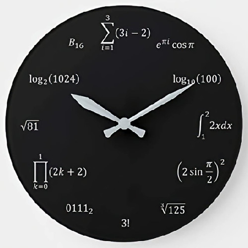 ArogGeld Math Equations and Notations Wall Clock Vintage Wooden Round Decor 10 Inch Battery Operated Large Decorative Silent Wood Hanging Clocks for Bedroom Living, One Size