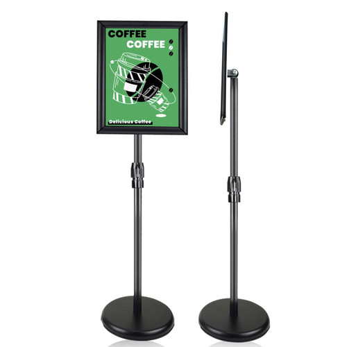 Sign stand for display, 8.5 x 11 Sign holder floor stand, Adjustable poster sign stand with heavy duty pedestal for vertical & horizontal view, Sign holder for signs, posters ( 1 Pack black stand )