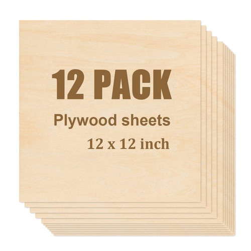 Unfinished Wood, Ailengy 12 x 12 Inch Basswood Sheets 1/16 Thin Plywood Board Basswood Sheets for Crafts, Mini House Building Architectural Model Making, and DIY Project - 12 Pack