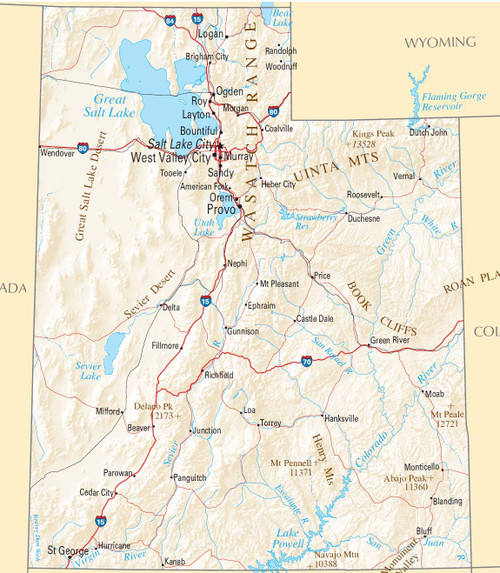 ConversationPrints UTAH STATE ROAD MAP GLOSSY POSTER PICTURE PHOTO BANNER UT city political