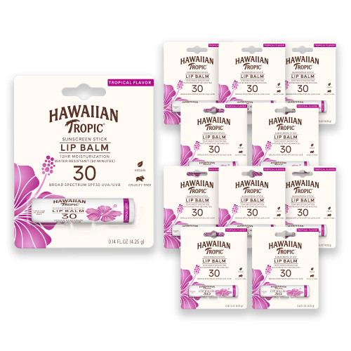 Hawaiian Tropic Lip Balm Sunscreen Stick, SPF 30, 0.14 Ounce (Pack of 10)
