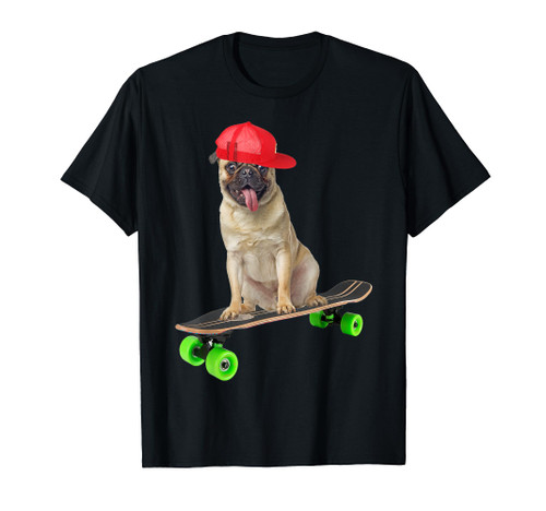 Pug Dog Skateboarding Skater Skateboarder T-Shirt Boys Girls T-Shirt Pug Dog Skateboarding Skater Skateboarder T-Shirt Boys Girls T-Shirt