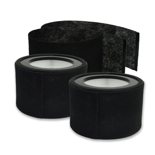 PUREBURG Replacement True HEPA Filter Kit Compatible with Crane EE-5068 Air Purifier,Part Number HS-1946, Also Compatible with Jetery jt-8115m Air Purifiers,H13 4 Carbon Pre-Filters,2-Pack