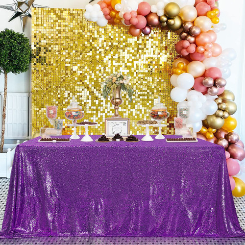QueenDream Sequin Tablecloth 60"x102" Purple Tablecloth Glitter Party Table Cloth Overlay for Wedding Birthday Decorations QueenDream Sequin Tablecloth 60"x102" Purple Tablecloth Glitter Party Table Cloth Overlay for Wedding Birthday Decorations