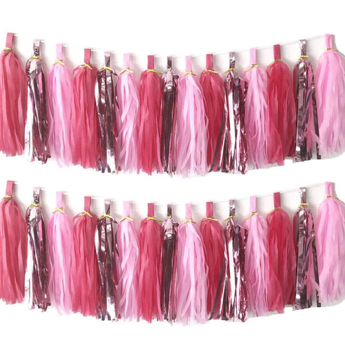 30pcs Paper Tassels Garland Banner Tissue Paper Tassel DIY Hanging Paper Decorations Party Tassel Garland Decor Baby Shower Nursery Wedding Festival Baby Shower Decoration(30, Pink Set)