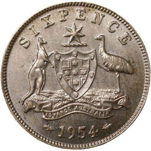 1953-1963 Australian Silver Sixpence Coin. Issued Under Queen Elizabeth II. "Six Pence In Her Shoe" Wedding Tradition Coin. 6 pence Graded By Seller Circulated/Worn Condition