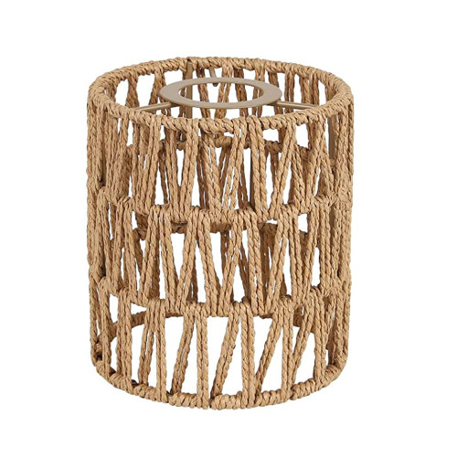 Rattan Lamp Shade Small Boho Shades Replacement 5.9" Height Pendant Sconce Shade Ceiling Fan Light Covers Cylinder Woven Lampshade for Pendant Light Floor Lamps Chandelier Wall Sconces Light Fixture