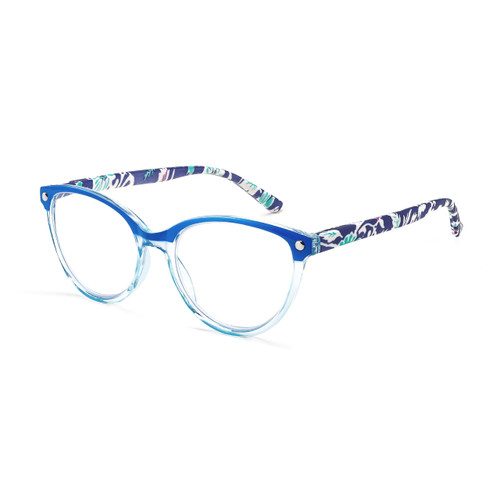FEISEDY Reading Glasses Cat Eye Blue Light Blocking Readers Anti Eyestrain with Spring Hinge B0043 Blue 2.5x