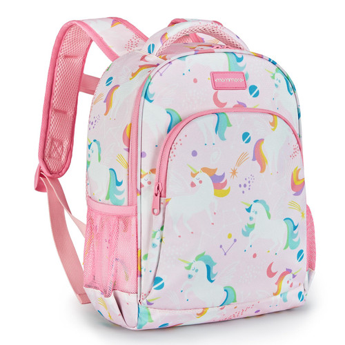 mommore Small Backpack for Kids, Unicorn Toddler Girls Backpack Kindergarten Bookbag for Students Preschool Backpack for Children with Chest Strap Water Resistant, pink