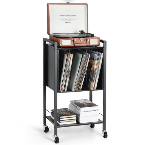 Record Player Table, Record Player Stand with Storage, 2-Tier Vinyl Record Storage Cabinet, Turntable Stand with Record Storage, End Table, Nightstand for Living Room Record Player Table, Record Player Stand with Storage, 2-Tier Vinyl Record Storage Cabinet, Turntable Stand with Record Storage, End Table, Nightstand for Living Room
