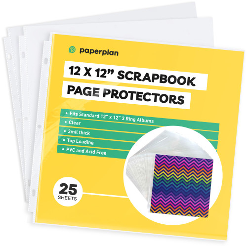 12x12 Scrapbook - Photo Album Pages for 3 Ring Binder - Scrapbook 12x12 - Scrapbook Album 12x12-12x12 Scrapbook Page Protectors (12 x 12", 25 Sheets) - Scrapbook 12x12 Refill Pages