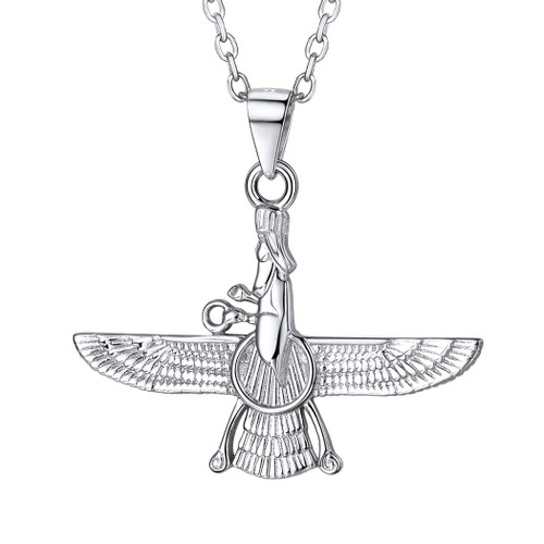 U7 Farvahar Pendant Middle Eastern Jewelry Sterling Silver Chain Iran Persian Gift Necklace U7 Farvahar Pendant Middle Eastern Jewelry Sterling Silver Chain Iran Persian Gift Necklace