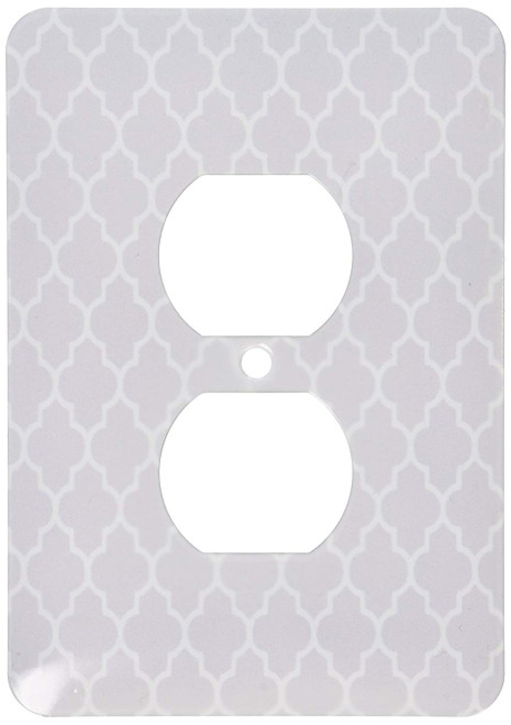 3dRose LLC lsp_120254_6 Light Gray Quatrefoil Pattern Grey Moroccan Tile Style Modern Silver Geometric Clover Lattice 2 Plug Outlet Cover