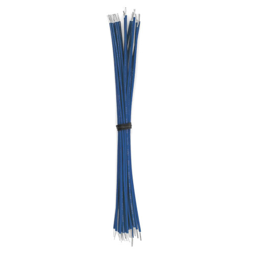 Cut & Stripped Wire, 28 AWG, Solid, Blue 18" Leads - 50 Pieces
