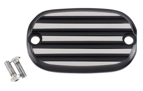 Joker Machine Rear Brake Master Cylinder Cover - Finned - Black Anodized/Silver 08012
