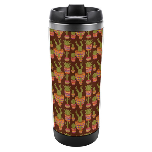 Cactus Printed Stainless Steel Tumblers Coffee Mugs Travel Insulated Cup With Lid 13.4 Ounces/380 ML