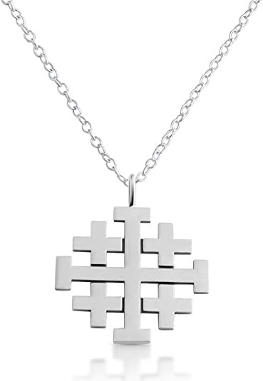 AZAGGI 925 Sterling Silver Jerusalem Crusaders Cross 5 Greek Crosses Symbol of the Christ's Religious Charm Pendant Necklace (Pendant Only)