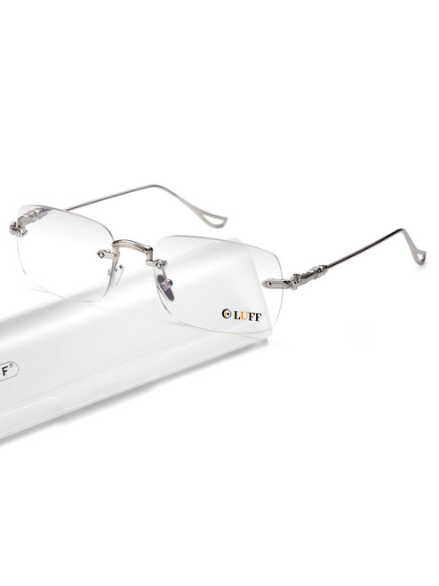 LUFF Frameless Reading Glasses for Women Men,Rimless Readers Blue Light Metal Classic Computer Eyeglasses Anti Eyestrain