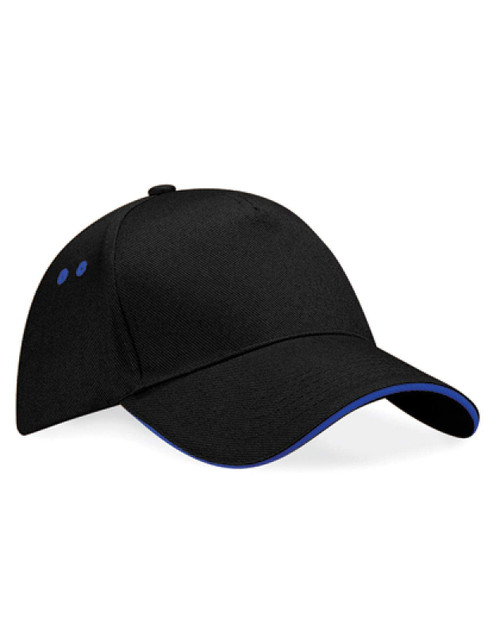Beechfield Men's B015CCSR-WHI Ultimate 5-Panel Sandwich Peak, Black, One Size