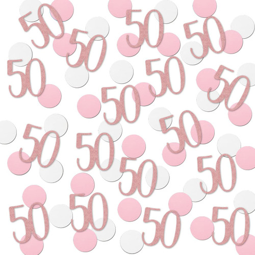 Rose Gold 50 Confetti, 50th Glitter Birthday Number Confetti, 200pcs Anniversary Party Table Decoration Supplies