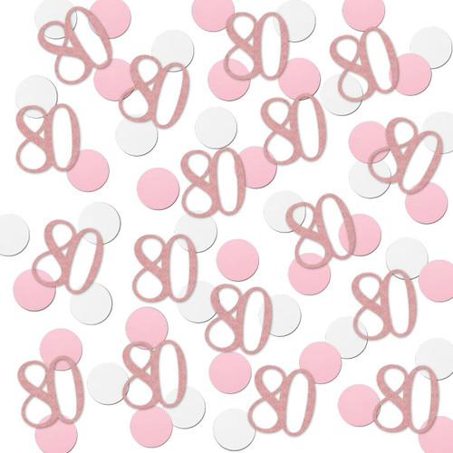 Rose Gold 80 Confetti, 80th Glitter Birthday Number Confetti, 200pcs Anniversary Party Table Decoration Supplies