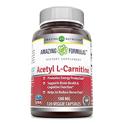 Amazing Formulas Acetyl L-Carnitine Hcl Veggie Dietary Supplement - 500mg, 120 Vegetarian Capsules Per Bottle - Promotes Energy Production, Supporting Brain Heath &Cognitive Function