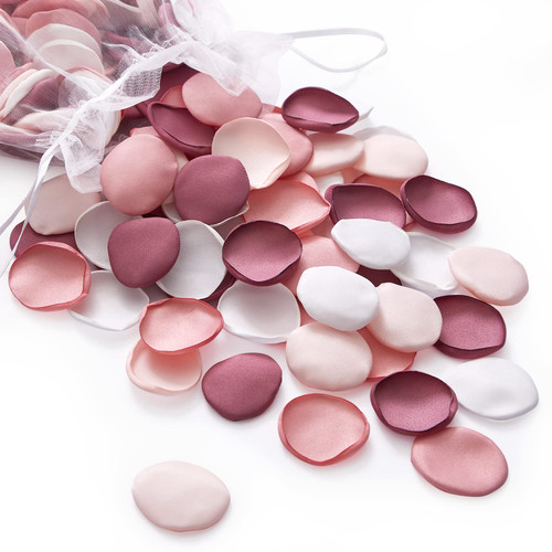 Serwalin 200Pcs Silk Rose Petals Artificial Flower Petals for Weddings Proposal Peach Pink Petals for Flower Girl Basket Wedding Aisle Bridal Shower Table Decor (5 Color Mixes)