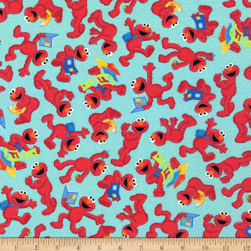 Sesame Street Digital Elmo Aqua, Fabric by the Yard