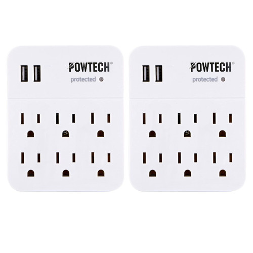 2X 6 Outlet Surge Protector Multi Plug Wall Adapter Tap 900J ETL Listed USB Port