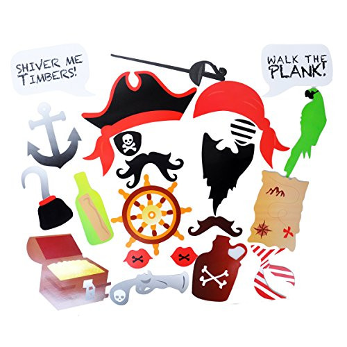 EBTOYS Pirates Photo Booth Props Pirate Birthday Party Photo Booth 22 DTY Kits Birthday Party Supplies