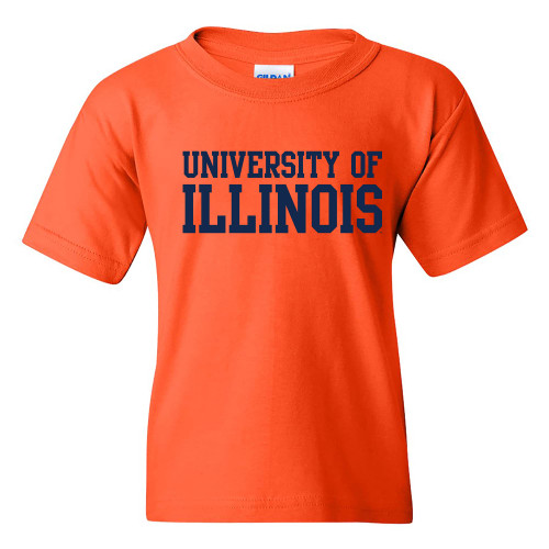 YS01 - Illinois Fighting Illini Basic Block Youth T-Shirt - Large - Orange