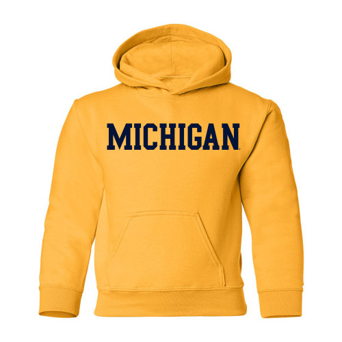 UGP Campus Apparel YH01 - Michigan Wolverines Basic Block Youth Hoodie - Large - Gold