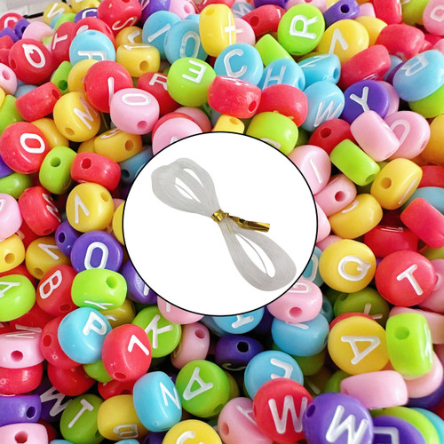 Shuoyang 1000pcs Acrylic Letter Beads, A-Z Round Flat Alphabet Beads, Colorful Letter Beads,and 10m Elastic Rope?for Making Jewelry, Necklaces, and Bracelets.(4x7mm-B) Shuoyang 1000pcs Acrylic Letter Beads, A-Z Round Flat Alphabet Beads, Colorful Letter Beads,and 10m Elastic Rope?for Making Jewelry, Necklaces, and Bracelets.(4x7mm-B)
