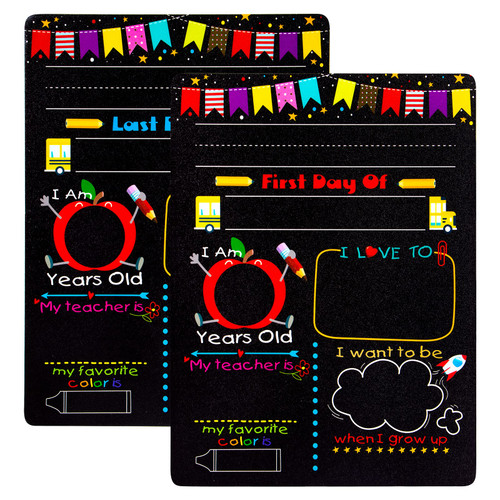 SICOHOME First Day of School Chalkboard Sign 12" First Day and Last Day of School Chalkboard Sign,Double Sided Back to School Photo Prop Chalkboard Sign for Kids Girls Boys Kindergarten Preschool Kids SICOHOME First Day of School Chalkboard Sign 12" First Day and Last Day of School Chalkboard Sign,Double Sided Back to School Photo Prop Chalkboard Sign for Kids Girls Boys Kindergarten Preschool Kids
