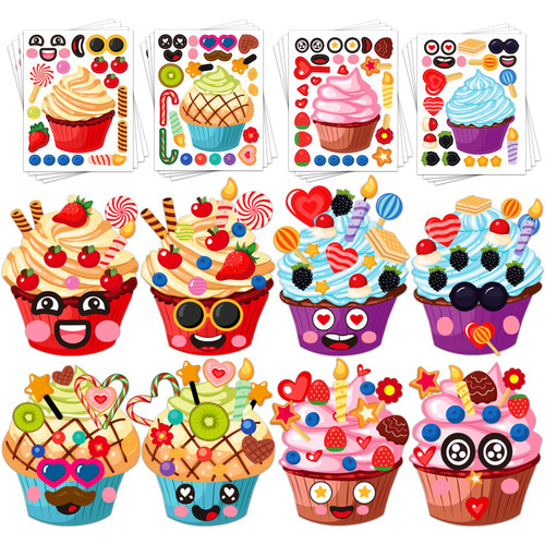 SICOHOME Make a Face Stickers for Kid 24 Sheets Valentine's Day Make Your Own Cupcake Stickers DIY Cupcake Stickers Mix and Match Dessert Stickers Cake Decorating Decals Party Favors for Kids SICOHOME Make a Face Stickers for Kid 24 Sheets Valentine's Day Make Your Own Cupcake Stickers DIY Cupcake Stickers Mix and Match Dessert Stickers Cake Decorating Decals Party Favors for Kids