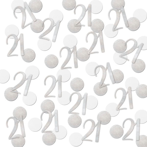 Silver Glitter 21 Confetti, 21st Birthday Number Confetti, 200pcs Anniversary Party Table Decoration Supplies
