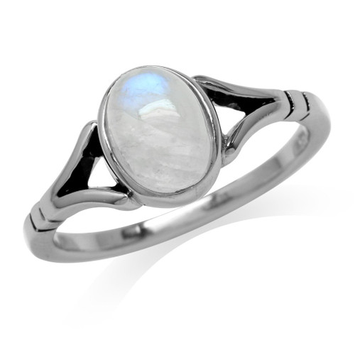 Silvershake 8X6mm Natural Oval Shape Moonstone 925 Sterling Silver Solitaire Ring Size 8 Silvershake 8X6mm Natural Oval Shape Moonstone 925 Sterling Silver Solitaire Ring Size 8