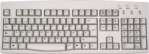 SimplyPlugo Italian USB (PS2 Adaptor Included) Wired Computer Keyboard Ivory with Black Letters