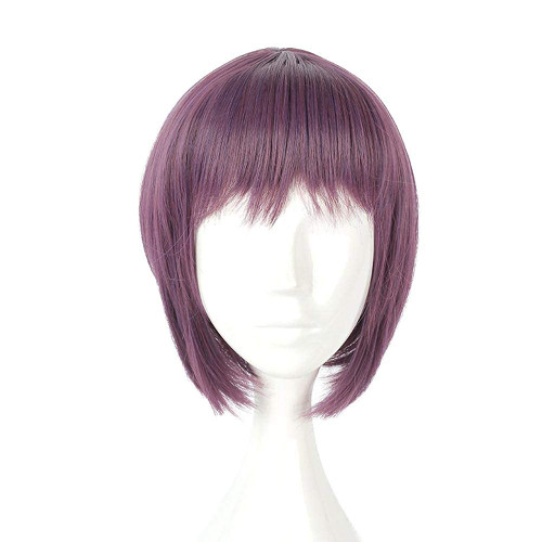BYOOTI Anime Ghost In The Shell Kusanagi Motoko Cosplay Wig Short Straight Hair Women Purple Mix Headwear Synthetic Hair Wigs REYHS