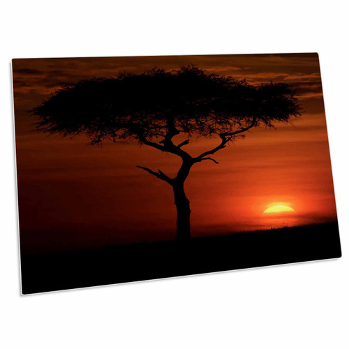 3dRose Single Tree Silhouetted at Sunrise, Maasai Mara, Kenya... - Desk Pad Place Mats (dpd-131799-1)