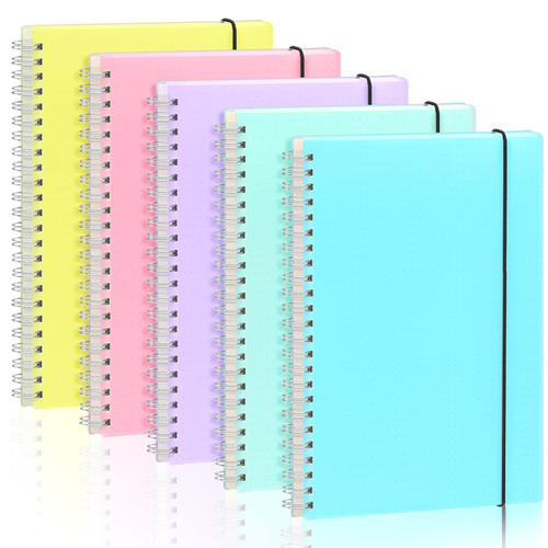EOOUT Dotted Spiral Notebook 5 Pack Large Journals 8.5 x 11 Inches 5 Candy Color 5x5mm Dot Grid Paper Journal Notebooks for Study and Notes, 80 Sheets/160 Pages