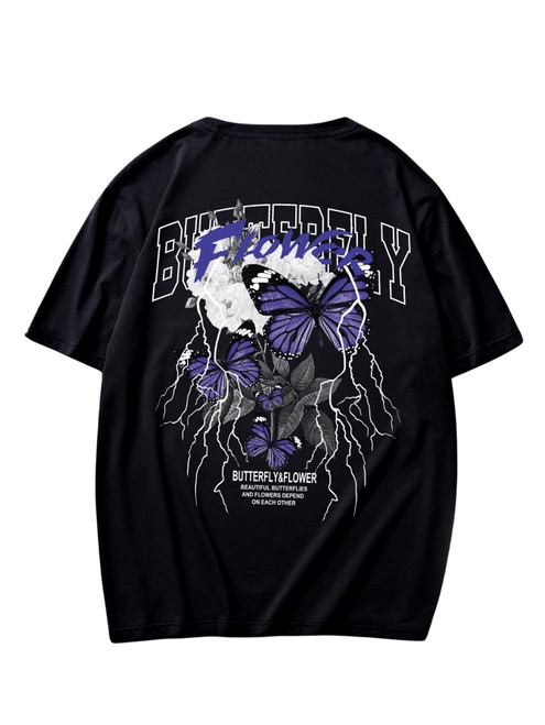 SOLY HUX Men's Casual Letter Print Short Sleeve T Shirt Tee Tops Butterfly Graphic L SOLY HUX Men's Casual Letter Print Short Sleeve T Shirt Tee Tops Butterfly Graphic L
