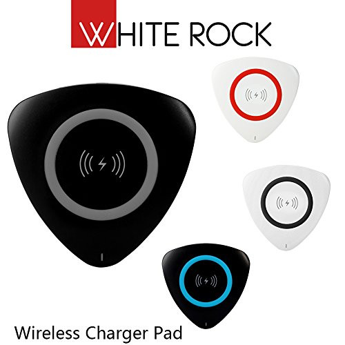 White Rock - Qi Certified Wireless Charging Pad for IPhone and Android - Qi Receiver Included (Black/Grey)