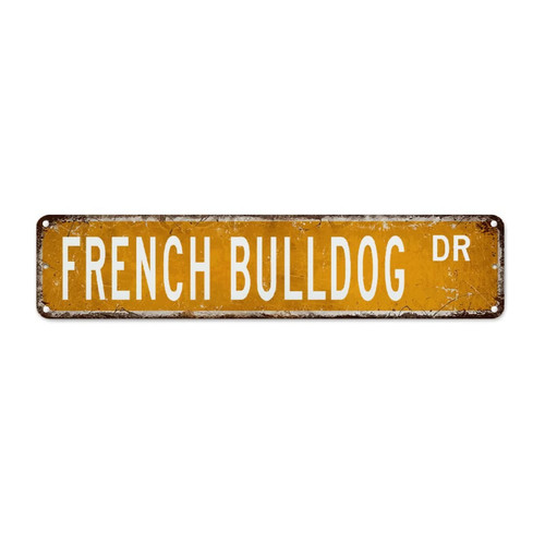 godblessign French Bulldog Vintage Metal Sign Wall Art Gift for French Bulldog Pet Lover Street Porch Sign Metal Street Signs Metal Tin Plaque Sign Wall Decor for Yard Garage Bar Coffee Garden