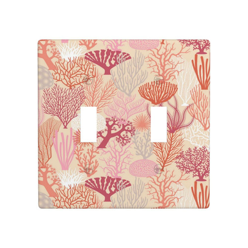 Double Toggle Receptacle Outlet Wall Plate Coral Decorative Light Switch Plates Cover, Switch Wallplate Cover